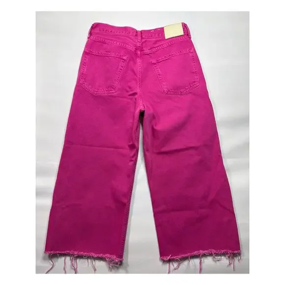 Citizens of Humanity Women's Ayla Undone Hem Crop Pink Denim Jeans -27 (28x20.5) - Picture 3 of 9